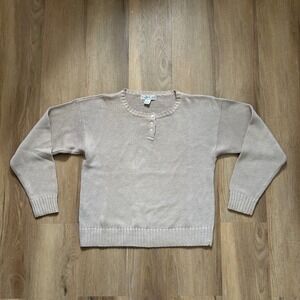 Vintage Gap clothing co Fisherman Sweater Tan Chunky Knit Ramie Cotton Medium